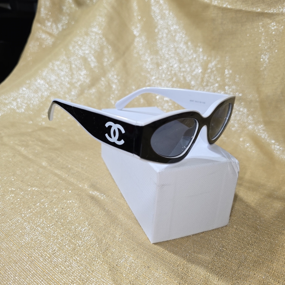 CHANEL Two-Tone Black and White Sunglasses